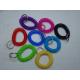 Plastic colorful wrist coil wrist band key ring chain for outdoor sport w/split ring 25mm