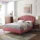 12287 Hot Selling Pink Fabric Wood Frame Metal Leg Bed Luxury Queen Size Wholesale Bed Frames