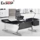 Sleek White Black Glass Desk Modern CEO Executive Office Furniture