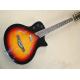 Wholsale Factory custom 21frets T5 classic semi-hollow tobacco sunburst folk acoustic guitar with bird inlay