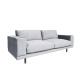 Fabric sofa velvet cover gray couch thick foam padded seats metal legs wide arms