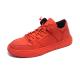 Bright Red Lace Up Breathable Mens Leather Sneakers