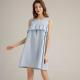 Summer Fashion Linen Womens Dress Sky Blue Sleeveless Dress