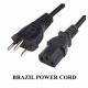 3 Pin Plug Brazil Power Cord , IEC C13 Connector Universal AC Power Cord 250V
