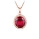 Rose Gold Plate Sterling Silver Oval Pink Cubic Zirconia Pendant Necklace 18 Inches（N12283）
