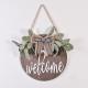 Brown Round Wooden Welcome Sign For Front Door , Wooden Crafts Supplies