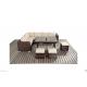 L Shape Ritzy Outdoor Rattan Sofa Group With Three Stools In Brown Color