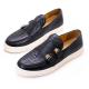 Low Heel Men Round Toe Slip On Sneakers , Crocodile Texture Leather Horsebit Loafers