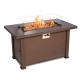 50,000BTU Auto Ignition Propane Fire Pit Black Tempered Glass Top Clear Glass Rock
