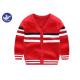 Red V Neck Boys Cardigan Sweater Children Cotton Knitted Outwear For Spring / Autumn