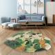 Wool Blend Moss Green Carpet Irregular Shape Contemporary Living Room Rugs