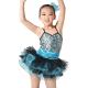 MiDee Costume Sequin Top Multi Colors Tires Tutus with Ruffled Hem Wide Waistbands Dance Competitions Dress for Girls.