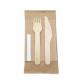 160 Mm Biodegradable Wooden Fork Spoon Napkin Toothpick With Wrapped Paper Package