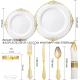 Gold Disposable Plates For 100 Guests, Plastic Plates For Party, Dinnerware Set Of Dinner Plates, Salad Plates