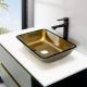 Bathroom Rectangular Handmade Wash Basins Copper Gold Top Mount Vessel Sink