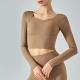 Detachable Chest Mat Long Sleeve Ladies Yoga Tops V Neck Sports Skin Friendly