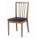 Stackable Cafeteria Antique Oak Dining Chairs With Leather Seat