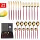 6 Person Tea Coffee Dessert Gold Stainless Flatware LFGB 24 Piece Gold Cutlery Set