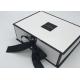 Paper Square Round Chipboard Boxes For Packing UV Shiny Logo Printed Black Frame Border