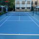 Red No Peeling Silicone PU Tennis Court Flooring Soundproof