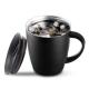 Matte Black  Stainless Steel Tumbler With Handles Eco - Friendly 10.8X9X9 Cm