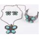 Turquoise jewelry set fashion personality three butterfly earrings necklaces bracelets