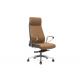 Conjoined Aluminum Armrest Leather Revolving Chair Brown Color