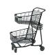 Wholesale Euro Style Heavy Duty Metal 29 In Two Tier Shopping Cart Supermarket Trolley 2 Layers