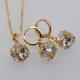 Luxury zircon Crystal Necklace Earrings Ring Jewelry Sets 18K Real Gold Plated