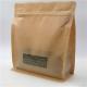 Square Brown Kraft Paper Bag With Clear Window , Zip Lock Coffee Pouch