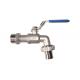 Stainless Steel Ball Bibcock Tap with Blue Lockable Handle Hose Sleeve End
