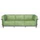 Green Leather 3 Seater Sofa Vintage Leather Sofa With Tube Iron Frame