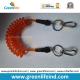 Transparent Orange Plastic Core Detachable Elastic Coil Cord w/Stainless Steel Ring and Karabiner
