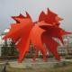 Public Decoration Red Maple Leaf Sculpture Pavilion Large Outdoor Metal Statues