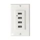 Convenient 4 Charging Ports USB Wall Outlet for American Market Rated Current 2.4v-3A