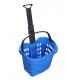 Colorful Plastic Rolling Shopping Basket With Wheels 55l , Plastic Shopping Trolley Baskets