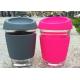 Customize Glass Coffee Cup With Silicon Lid / Drinking Glass Cup With Silicon Case