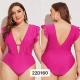 Pink V Neck Large Size Ladies Swimwear Bikini Plus Size Swimming Suits For Women Summer