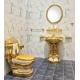 Golden Hotel Bathroom Sanitary Ware With Pedestal Basin Sink Wall Hung Toilet