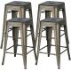24 Inch Stackable Restaurant Chairs Metal Bar Stools Counter Height Barstools High Backless