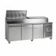 SINUOLAN 72 Inches Pizza Prep Table 3 Doors Stainless Steel Commercial Pizza Preparation Counter Fridge