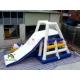 White Blue Floating Water Slide Inflatable Tower / Blow Up Water Toy For Aqua Park