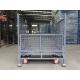 1000Kg White Foldable Wire Mesh Pallet Cage Warehouse Stillages Trolley With Wheels