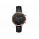 Black italy leather wrist watch mens fashion stainless steel watch