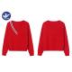 Chinese Red Womens Knit Pullover Sweater Half Striped V Neck  Half Cardigan Knitting