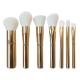 High Gloss Oval Makeup Brush Set Gold Cosmetic Super Soft White Synthetic Hair
