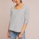 Women Square Neck Long Sleeve Slim Blouse with Striped