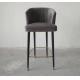 High back beech wood grey fabric  upholstery barstool/counter stool with metal bars,fashion wooden barstool