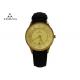 Gold Face Branded Leather Watches For Men , Simple Leather Watch Waterproof