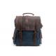 CL-502 Deep Blue Canvas Bag with Leather Straps and Cover Backpack